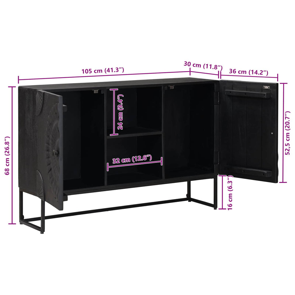 vidaXL Bufet Czarny 105 x 30 x 68 cm