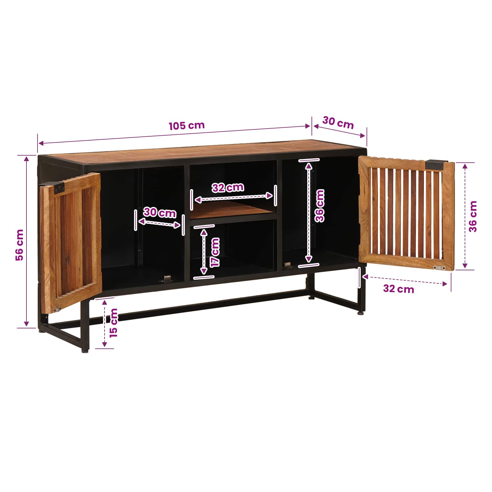 vidaXL Bufet 105 x 30 x 55 cm Drewno Mango i Drewno Inżynieryjne