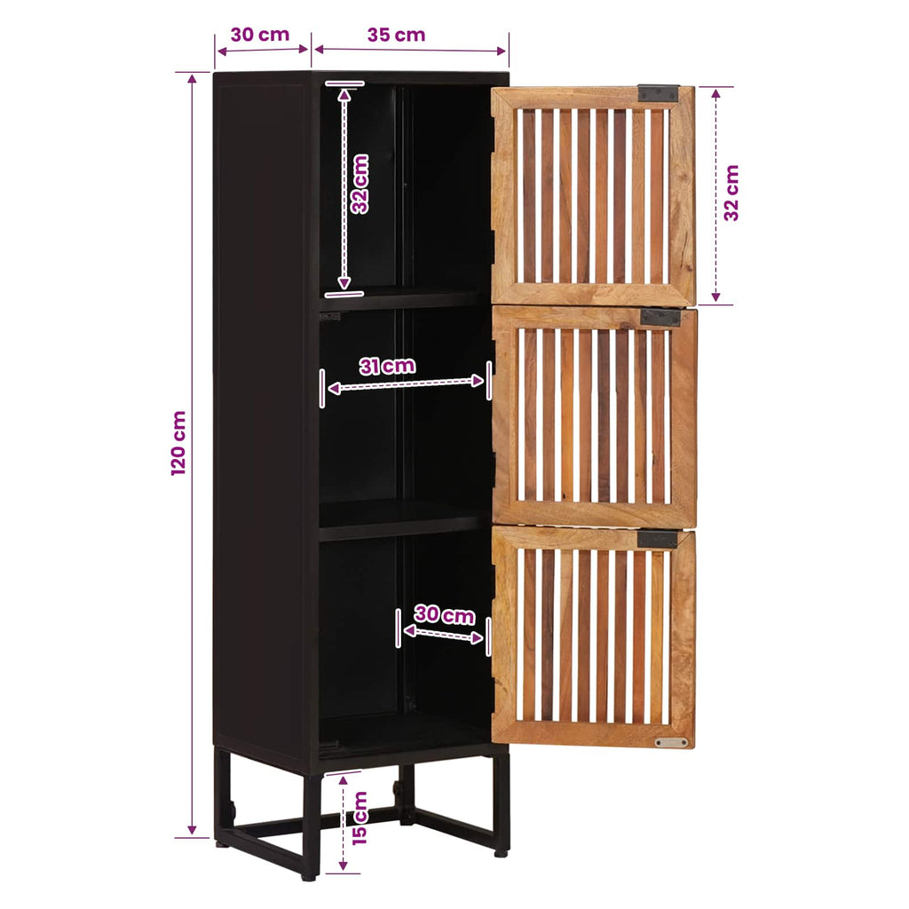 vidaXL Highboard 35 x 30 x 120 cm Drewno Mango i Drewno Inżynieryjne
