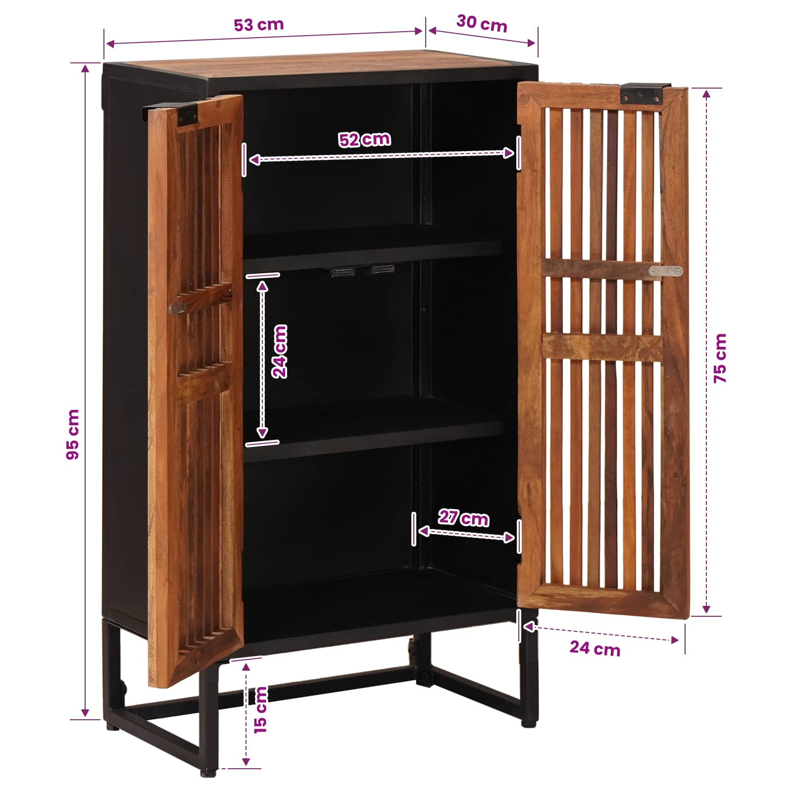 vidaXL Highboard 53 x 30 x 95 cm Drewno Mango i Drewno Inżynieryjne
