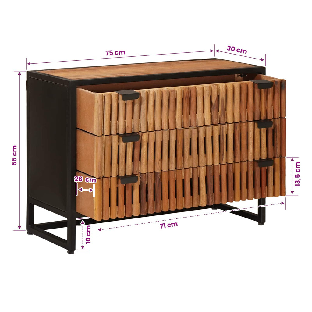 vidaXL Szafka z Szufladami z szufladą 75 x 30 x 54 cm