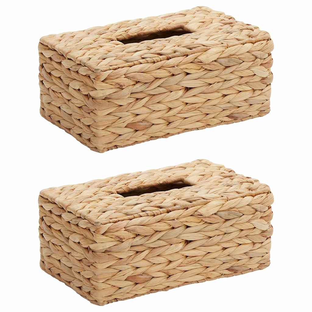 vidaXL Pokrywki na Pudełka na Chusteczki 2 pcs Hiacynt wodny Naturalny