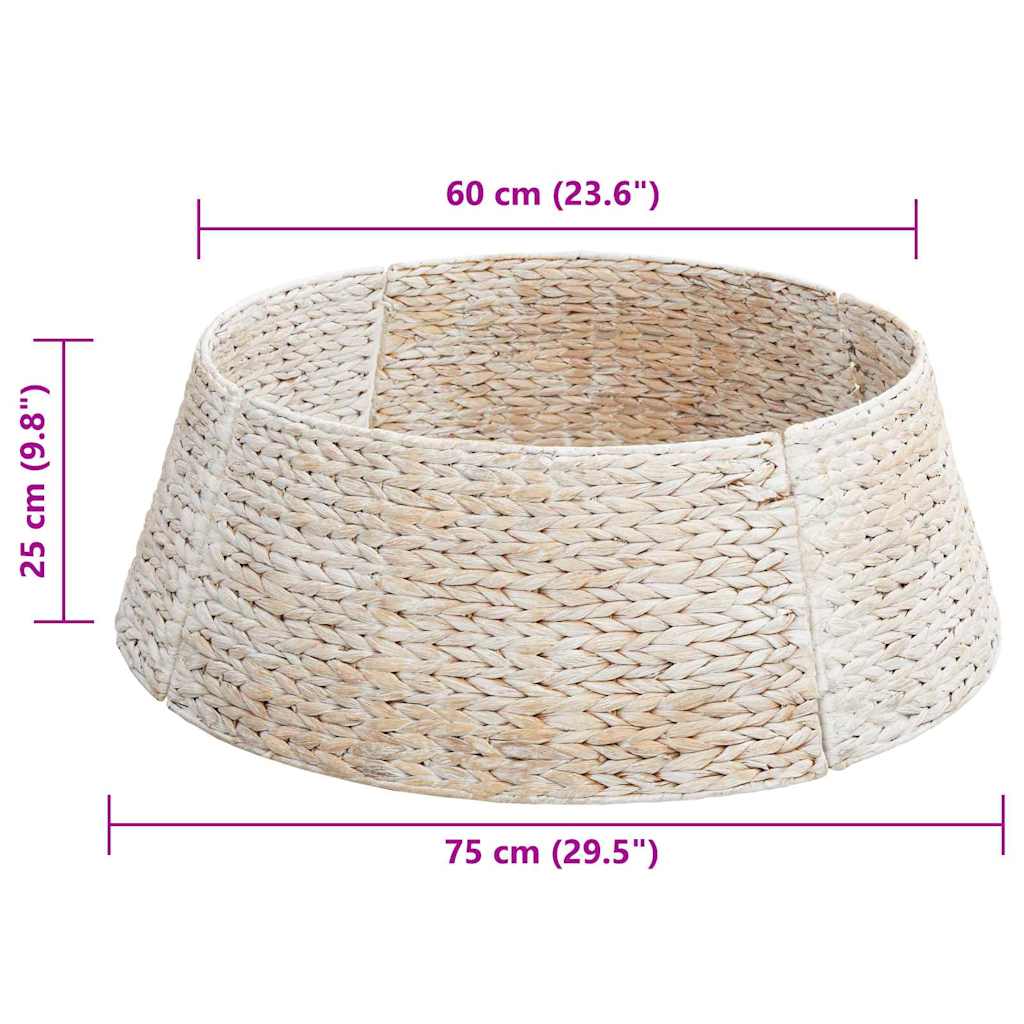 vidaXL Kołnierz do Choinki Okrągły Biały 75 x 75 x 25 cm Hiacynt wodny