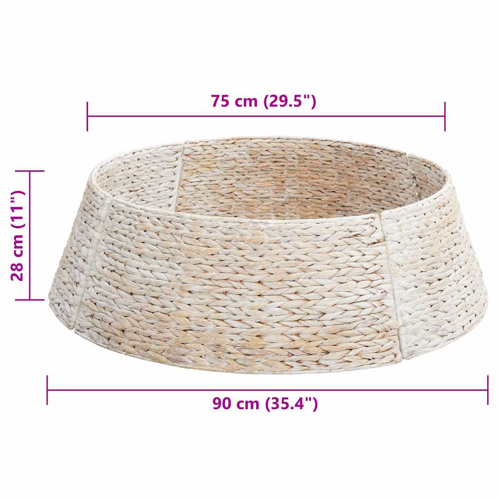 vidaXL Kołnierz do Choinki Okrągły Biały 90 x 90 x 28 cm Hiacynt wodny