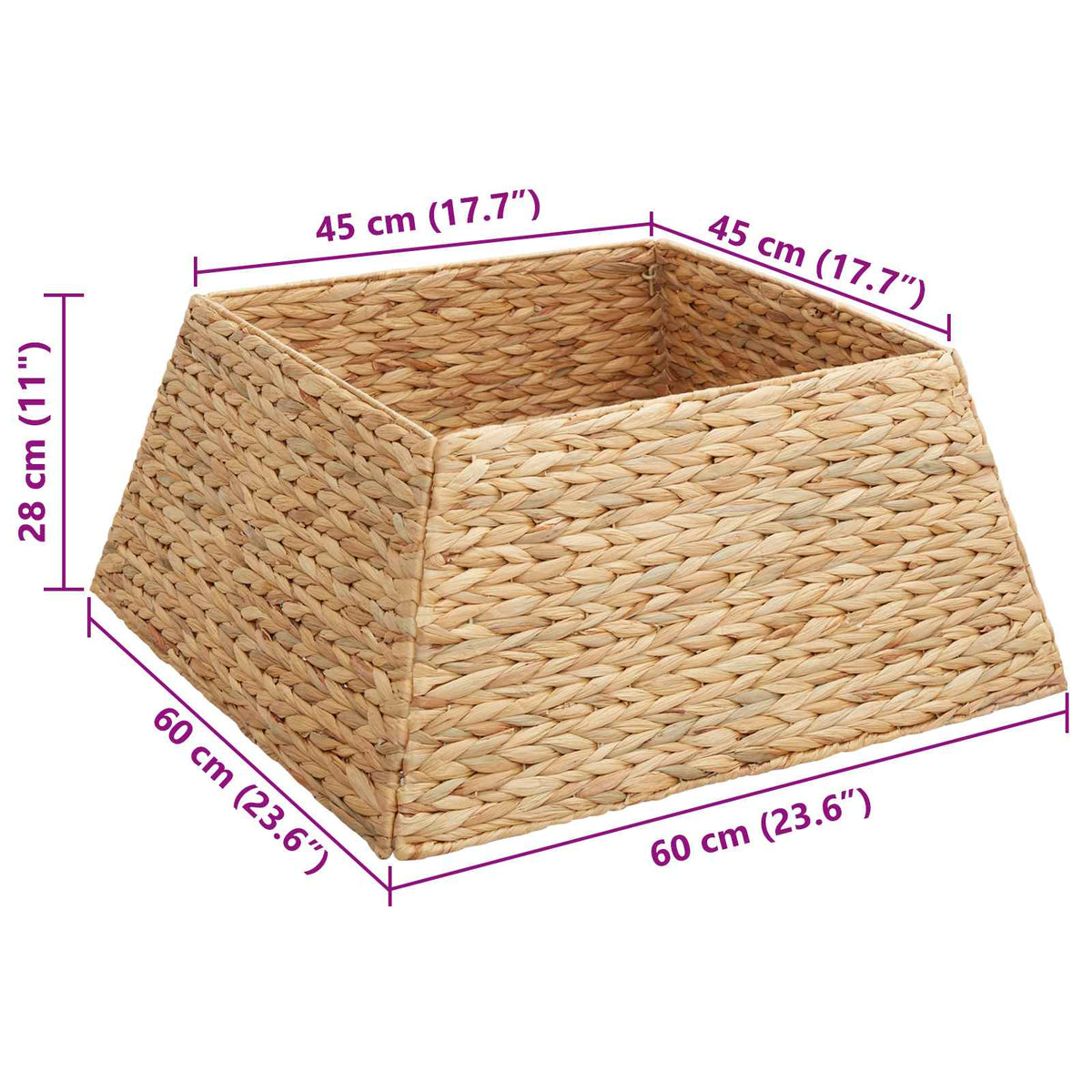 vidaXL Kołnierz do Choinki Kwadrat brązowy 60 x 60 x 28 cm