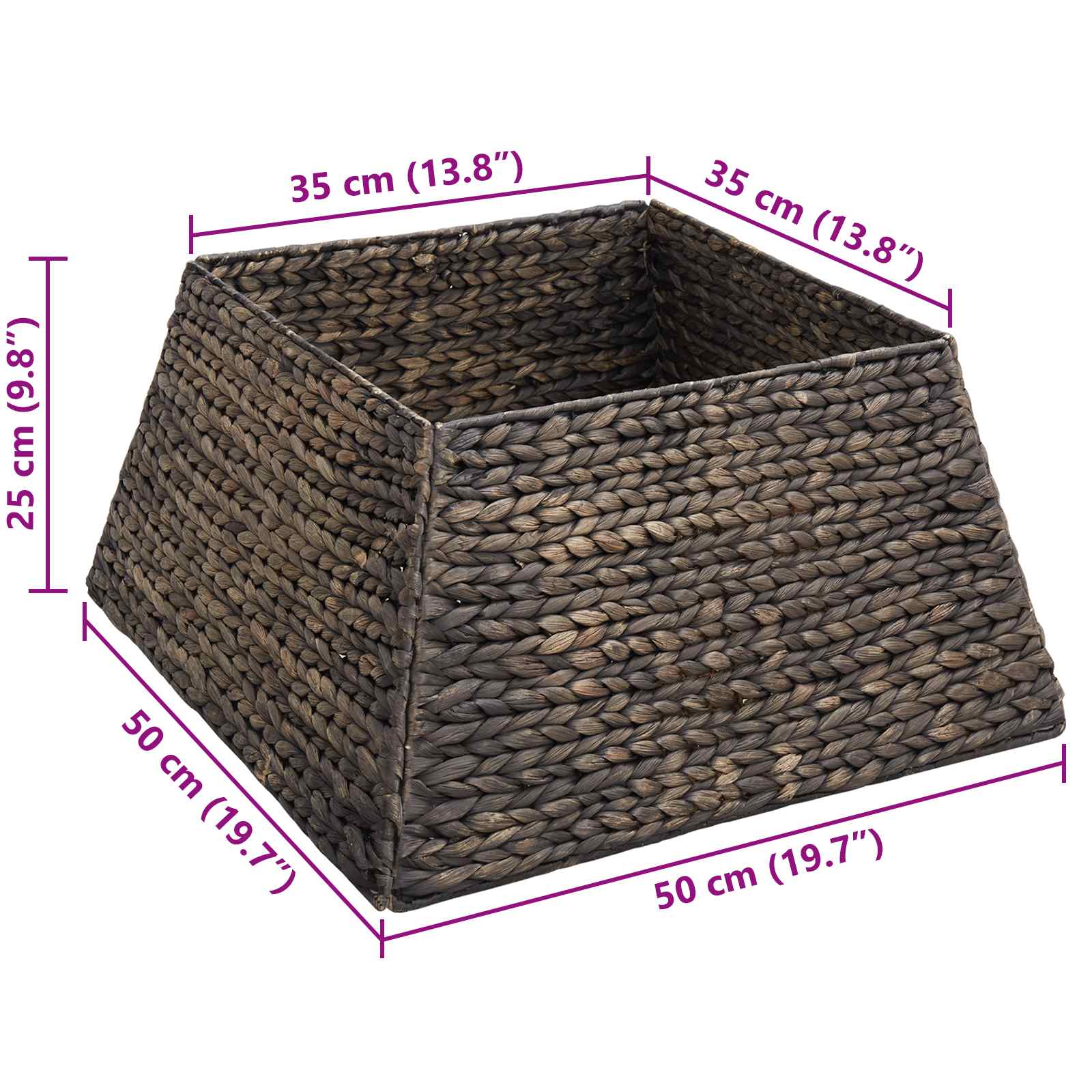 vidaXL Kołnierz do Choinki Czarny 50 x 50 x 25 cm Hiacynt wodny