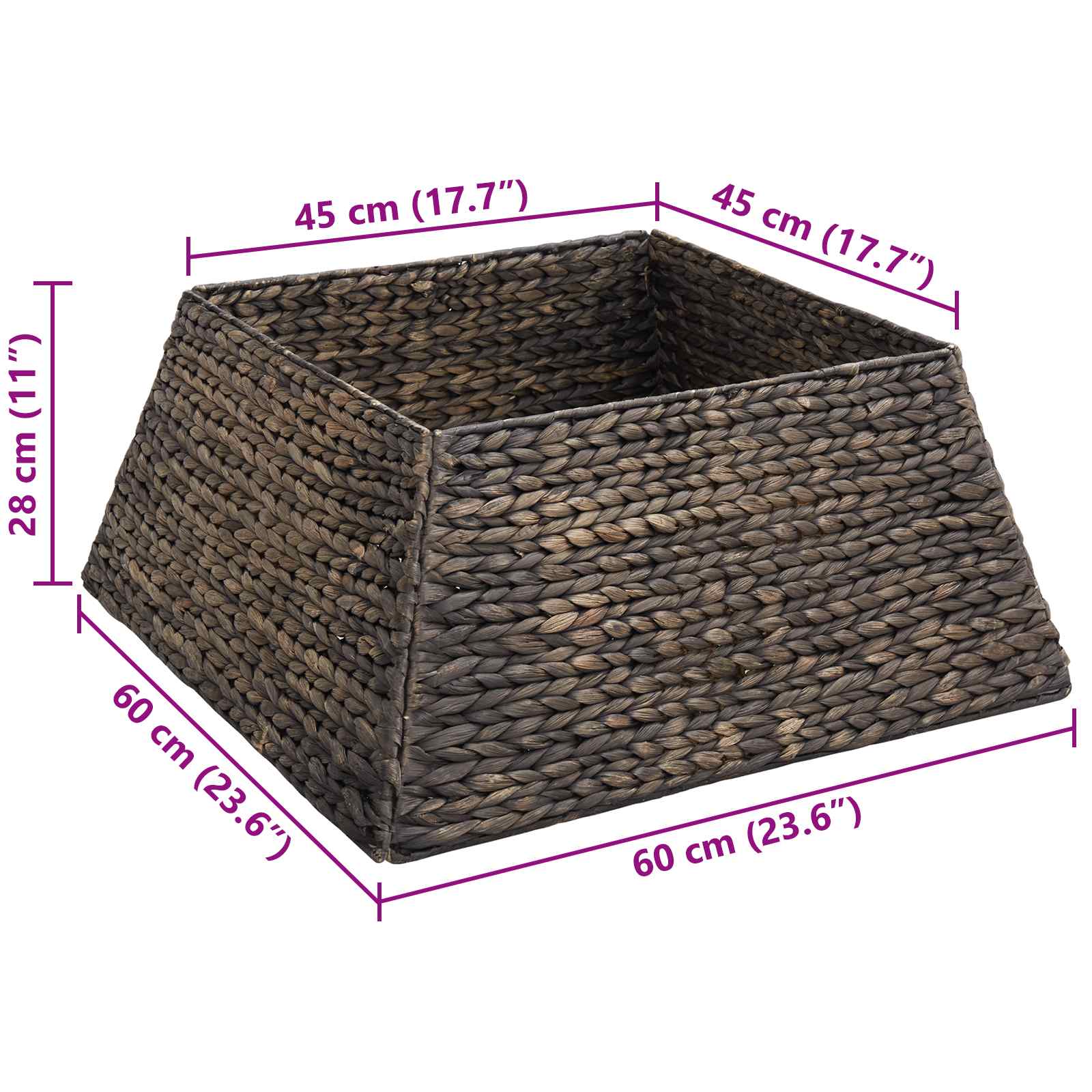 vidaXL Kołnierz do Choinki Czarny 60 x 60 x 28 cm Hiacynt wodny