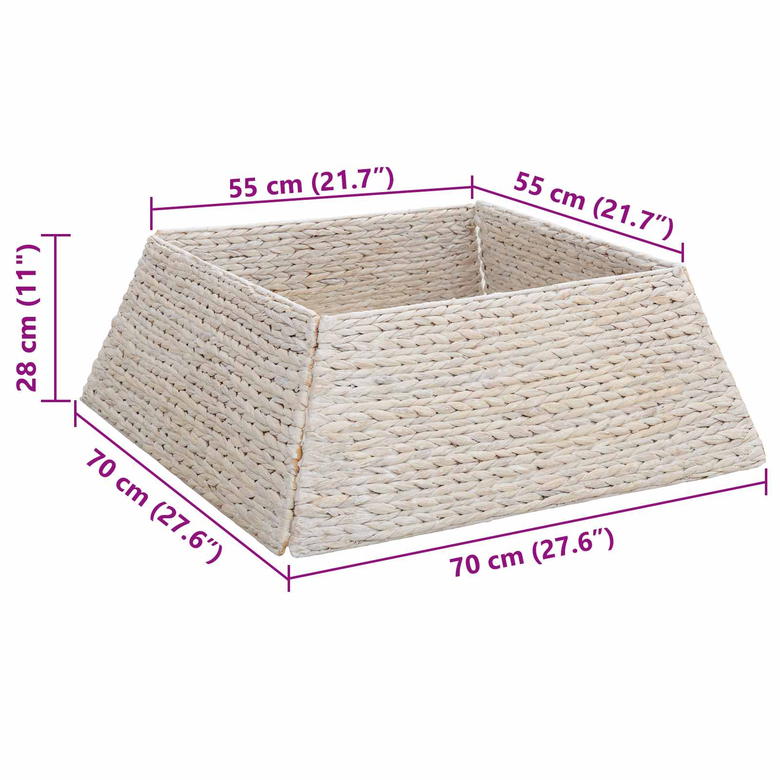 vidaXL Kołnierz do Choinki Biały 70 x 70 x 28 cm Hiacynt wodny