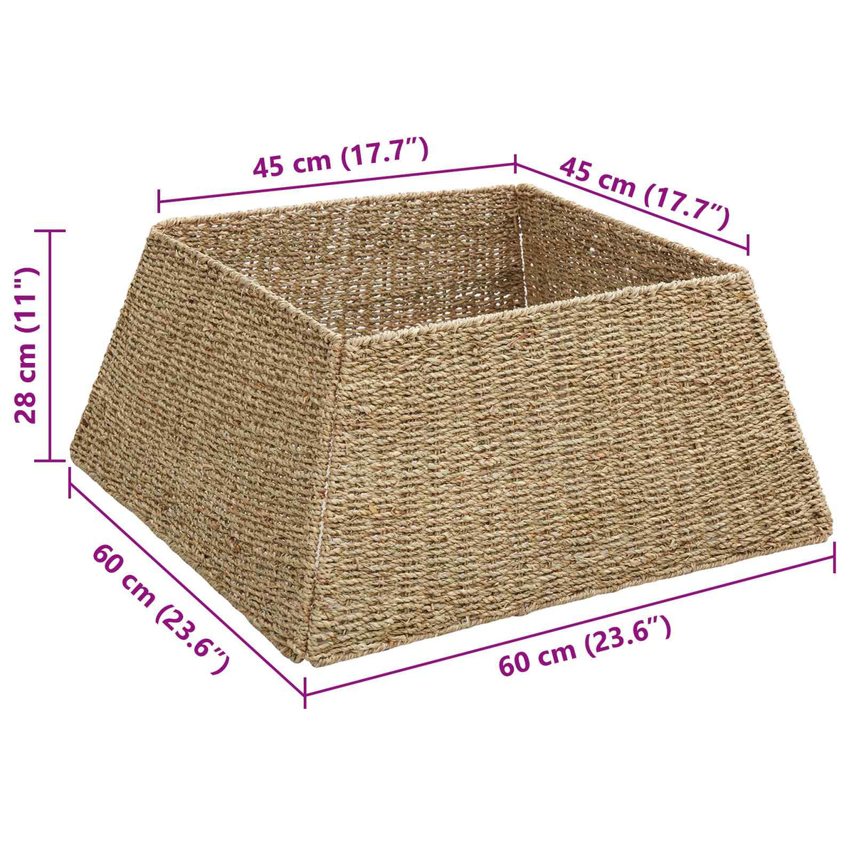 vidaXL Kołnierz do Choinki Brązowy 60 x 60 x 28 cm Trawa morska