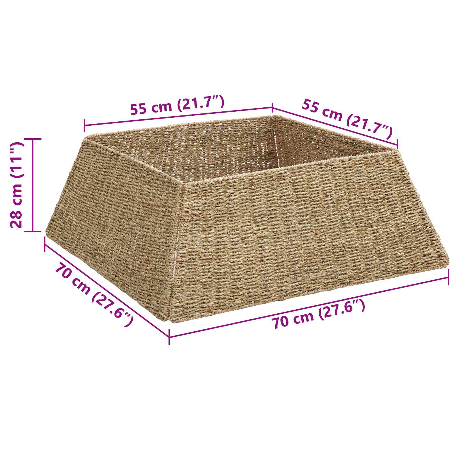 vidaXL Kołnierz do Choinki Brązowy 70 x 70 x 28 cm Trawa morska