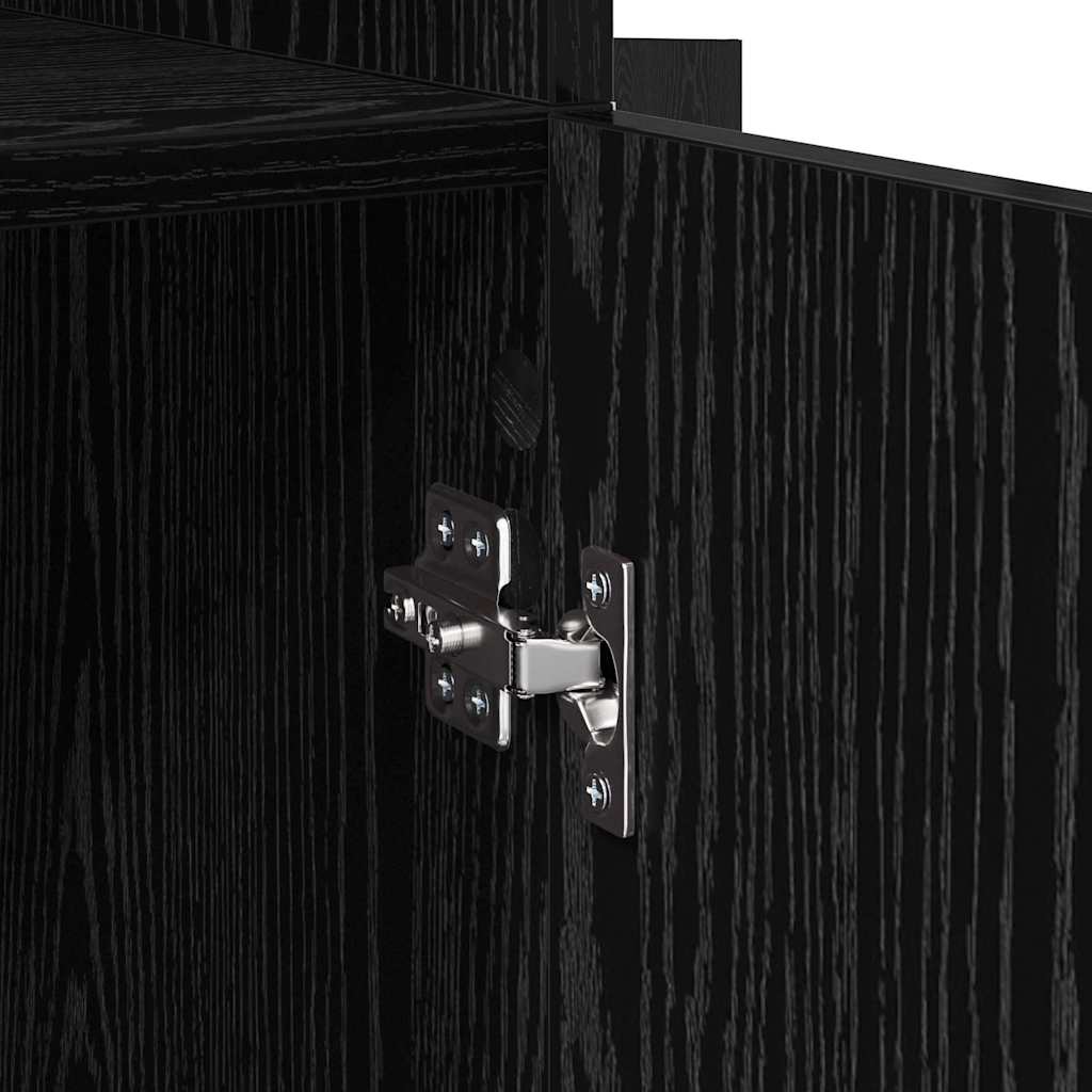 vidaXL Highboard Czarny Dąb 80 x 42,5 x 185 cm Materiał drewnopochodny