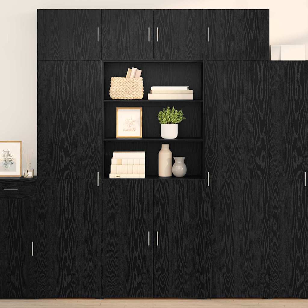 vidaXL Highboard Czarny Dąb 80 x 42,5 x 185 cm Materiał drewnopochodny