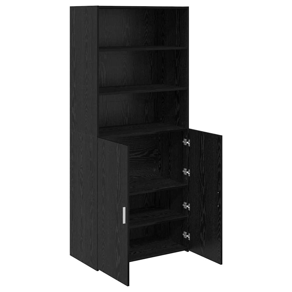 vidaXL Highboard Czarny Dąb 80 x 42,5 x 185 cm Materiał drewnopochodny