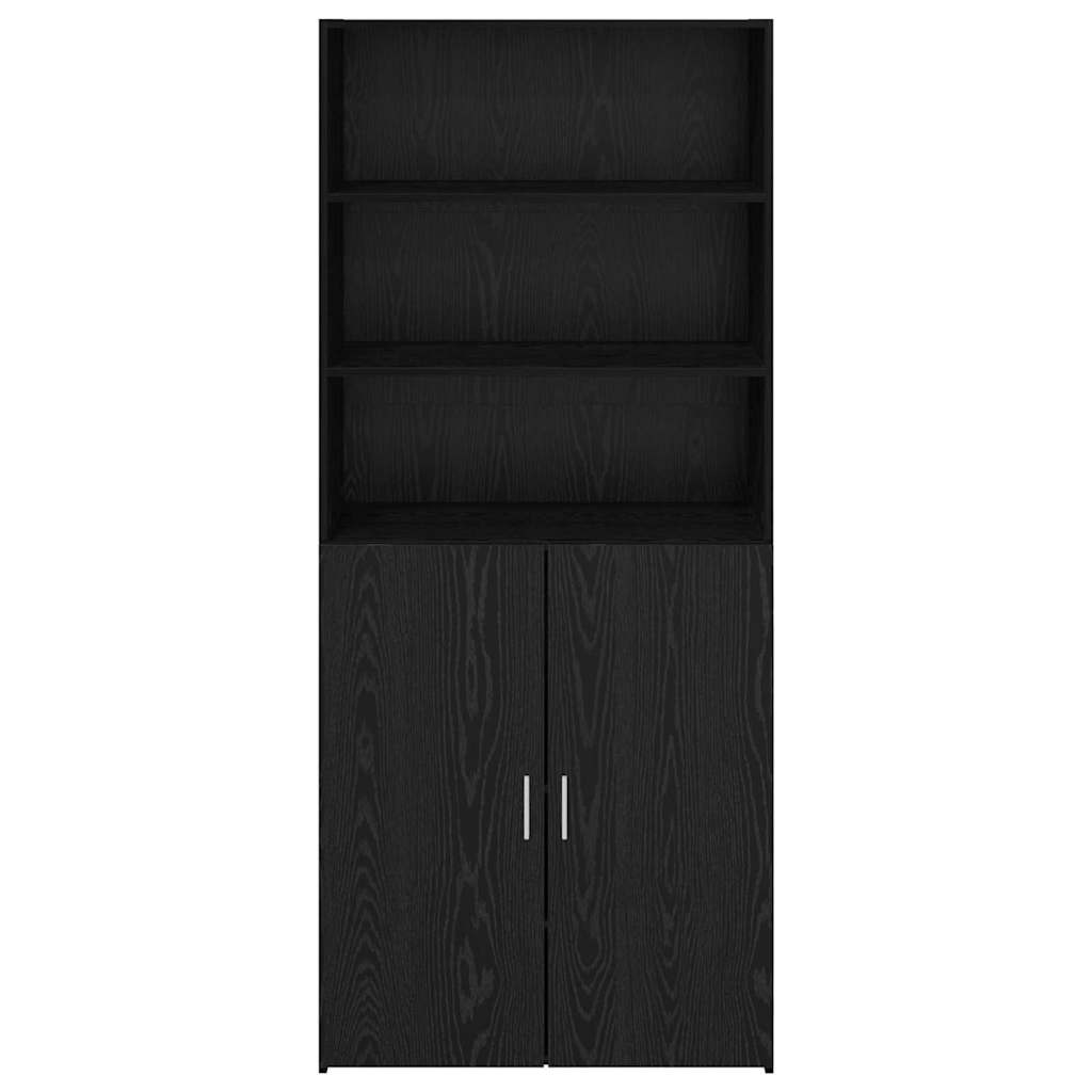 vidaXL Highboard Czarny Dąb 80 x 42,5 x 185 cm Materiał drewnopochodny