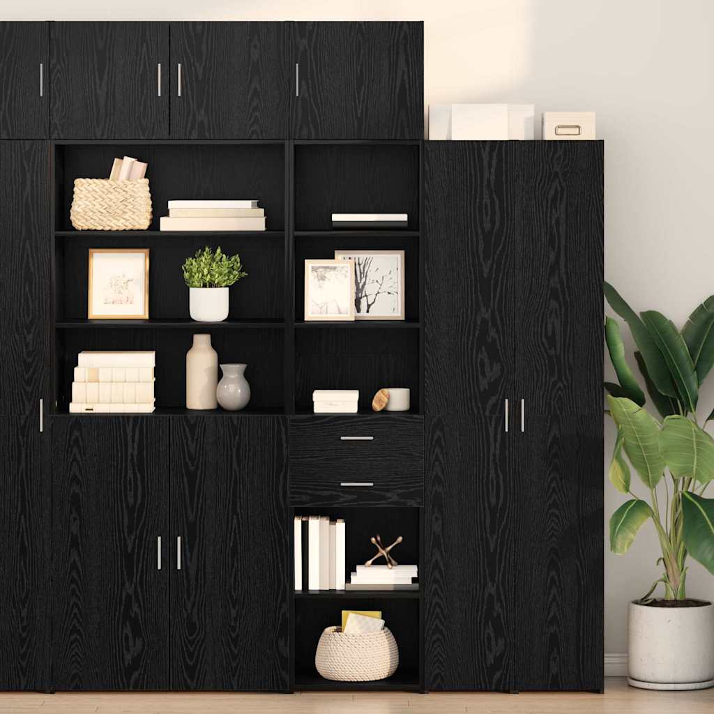 vidaXL Highboard Czarny Dąb 50 x 42,5 x 185 cm Materiał drewnopochodny