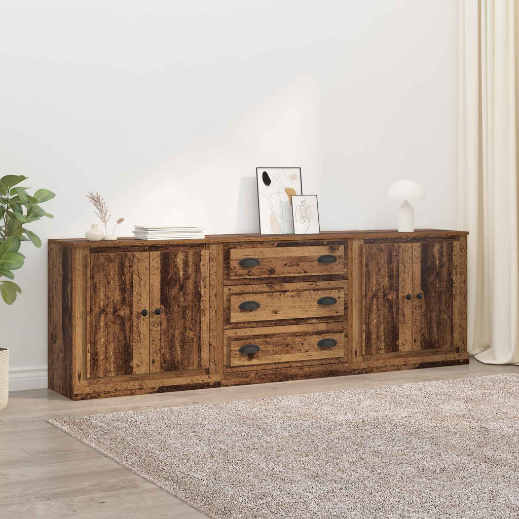 vidaXL Komody 3 szt. Stare drewno 210 x 35,5 x 67,5 cm