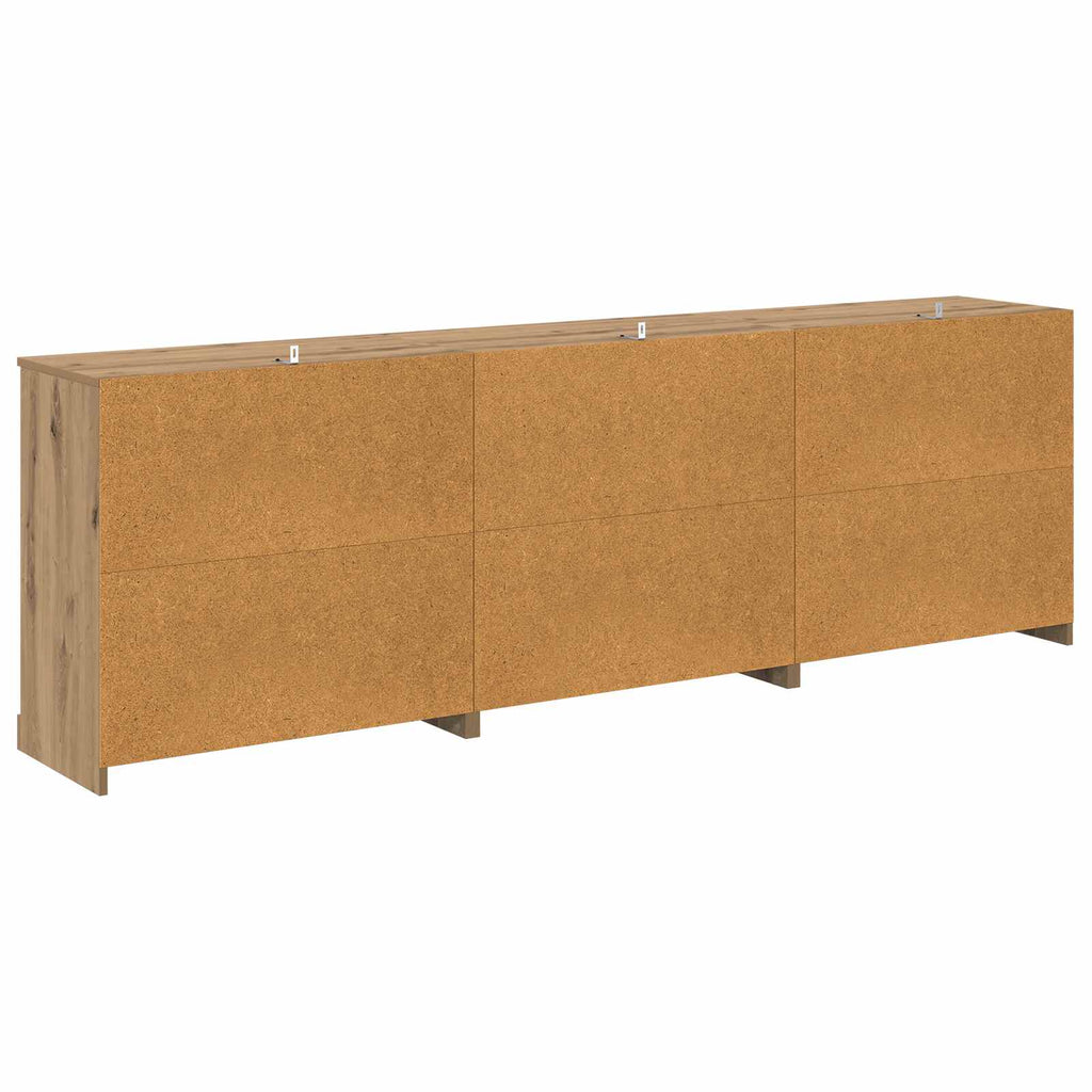 vidaXL Komody 3 szt. Dąb artisan 210 x 35,5 x 67,5 cm