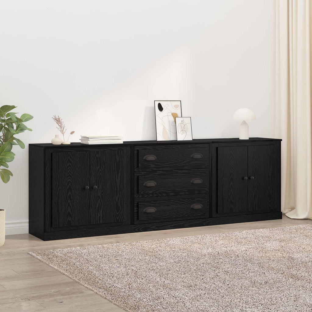 vidaXL Komody z szufladą 3 pcs Czarny dąb 210 x 35,5 x 67,5 cm