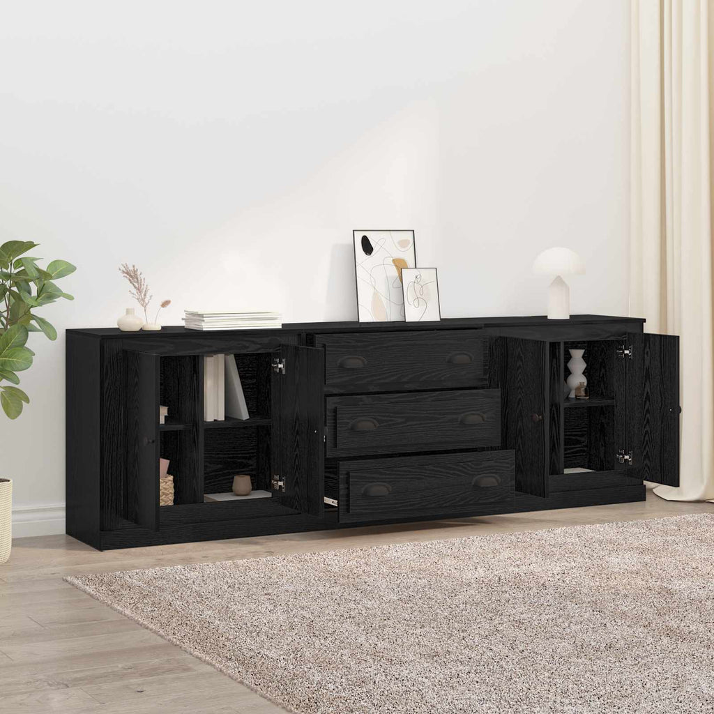vidaXL Komody z szufladą 3 pcs Czarny dąb 210 x 35,5 x 67,5 cm