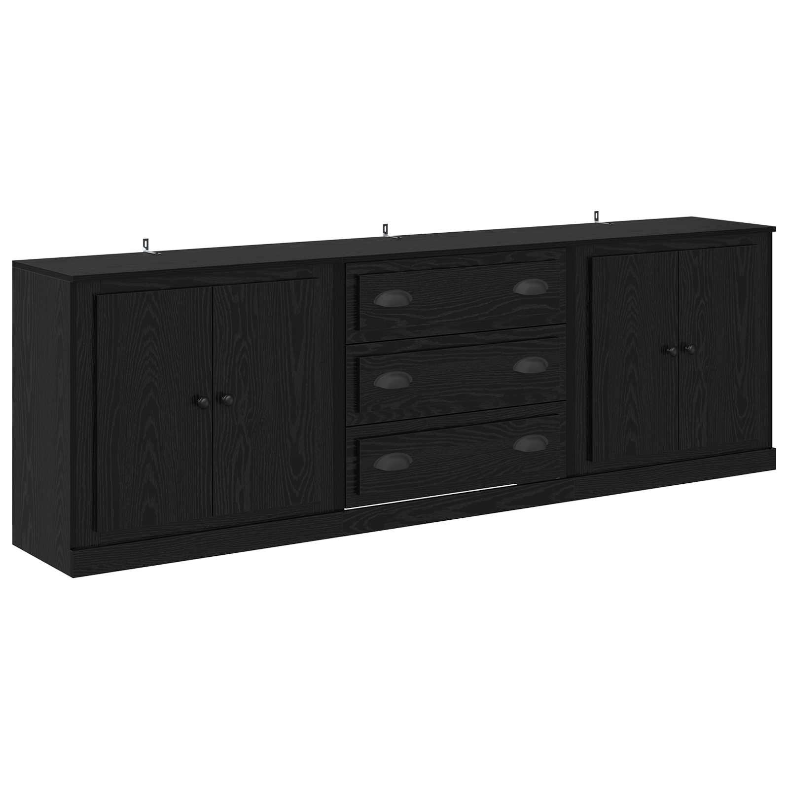 vidaXL Komody z szufladą 3 pcs Czarny dąb 210 x 35,5 x 67,5 cm