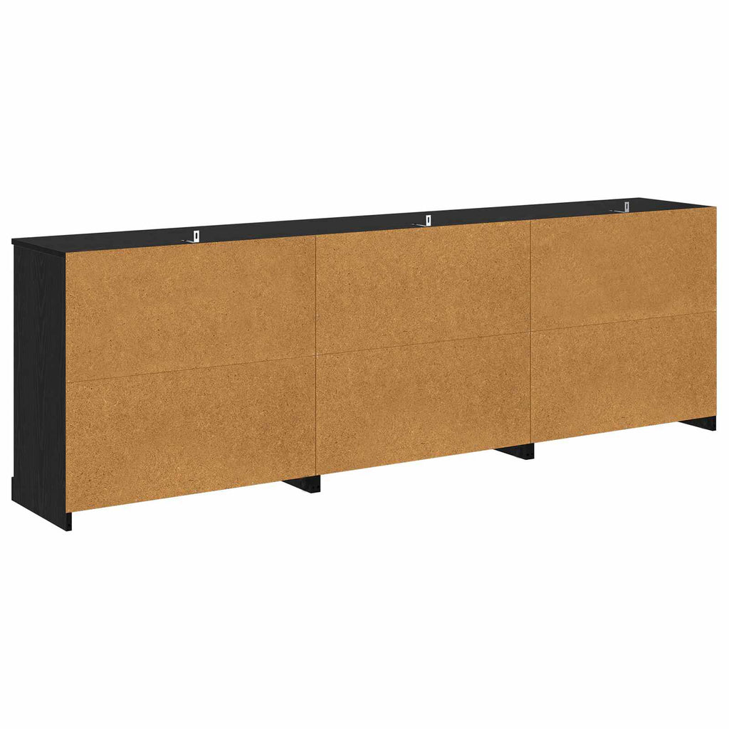 vidaXL Komody z szufladą 3 pcs Czarny dąb 210 x 35,5 x 67,5 cm
