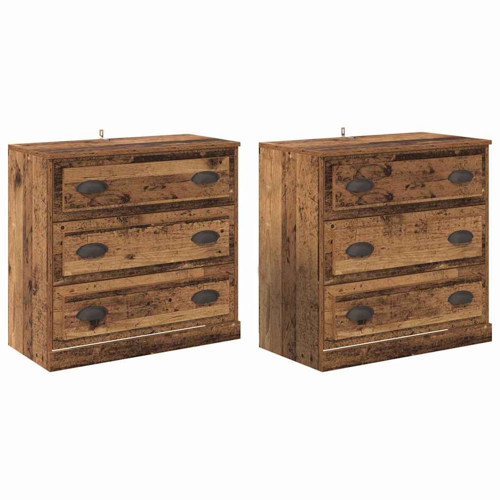 vidaXL Komody z szufladą 2 pcs Stare drewno 70 x 35,5 x 67,5 cm