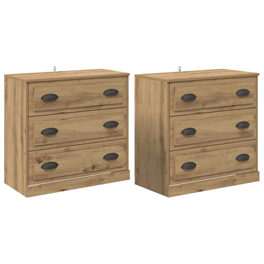 vidaXL Komody z szufladą 2 pcs Dąb rzemieślniczy 70 x 35,5 x 67,5 cm