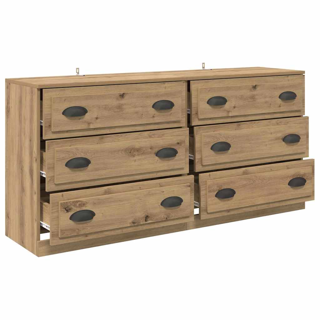 vidaXL Komody z szufladą 2 pcs Dąb rzemieślniczy 70 x 35,5 x 67,5 cm