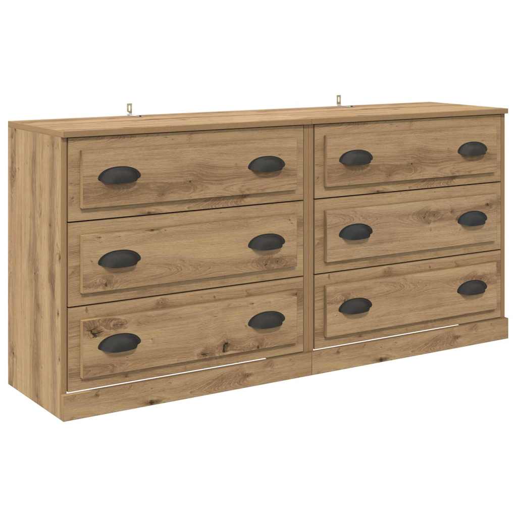 vidaXL Komody z szufladą 2 pcs Dąb rzemieślniczy 70 x 35,5 x 67,5 cm
