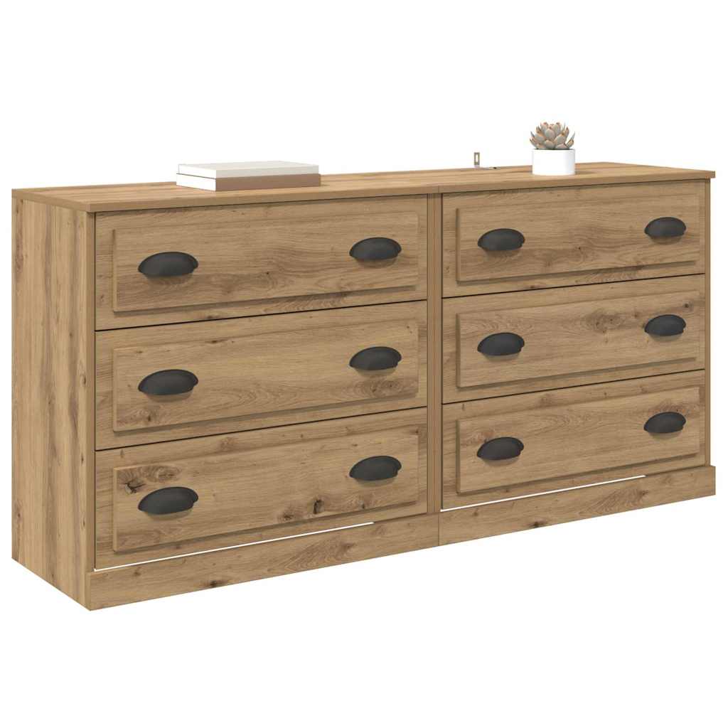vidaXL Komody z szufladą 2 pcs Dąb rzemieślniczy 70 x 35,5 x 67,5 cm