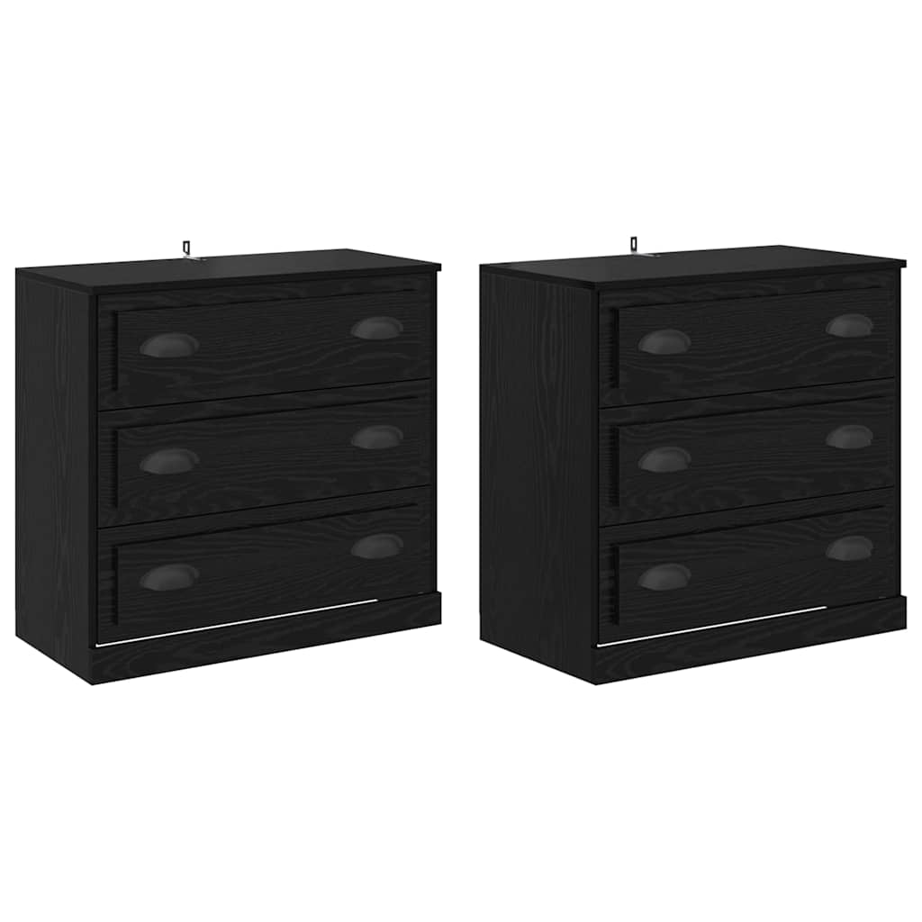 vidaXL Komody z szufladą 2 pcs Czarny Dąb 70 x 35,5 x 67,5 cm