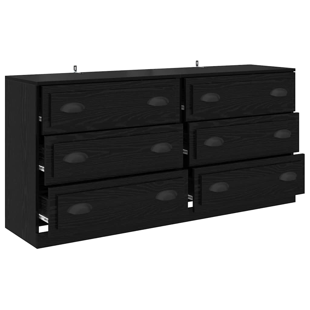 vidaXL Komody z szufladą 2 pcs Czarny Dąb 70 x 35,5 x 67,5 cm