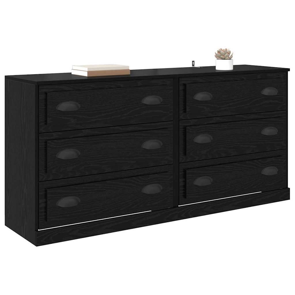 vidaXL Komody z szufladą 2 pcs Czarny Dąb 70 x 35,5 x 67,5 cm