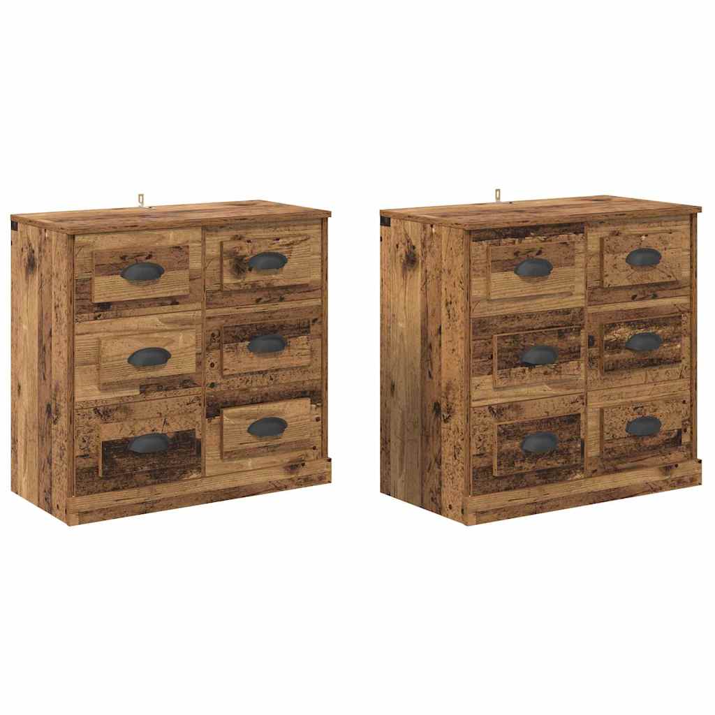 vidaXL Komody 2 szt. Stare drewno 70 x 35,5 x 67,5 cm