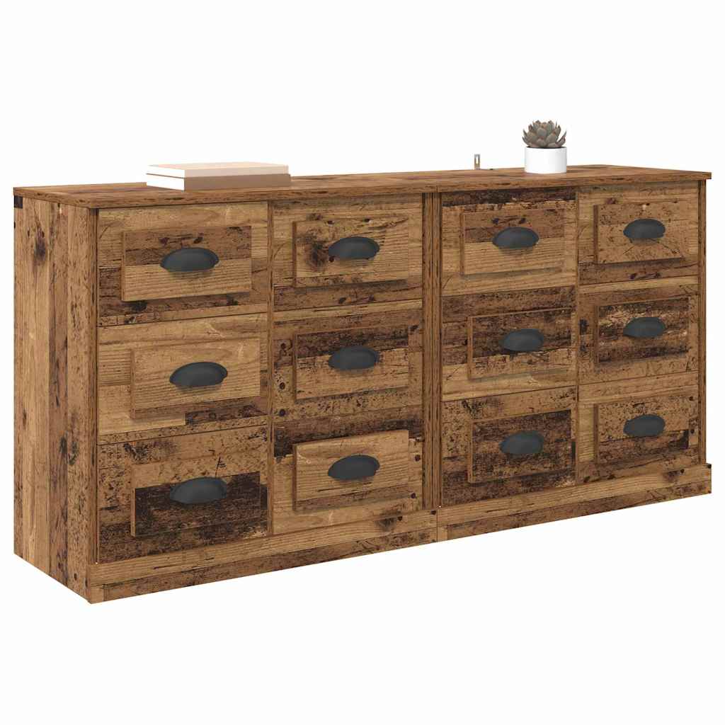 vidaXL Komody 2 szt. Stare drewno 70 x 35,5 x 67,5 cm