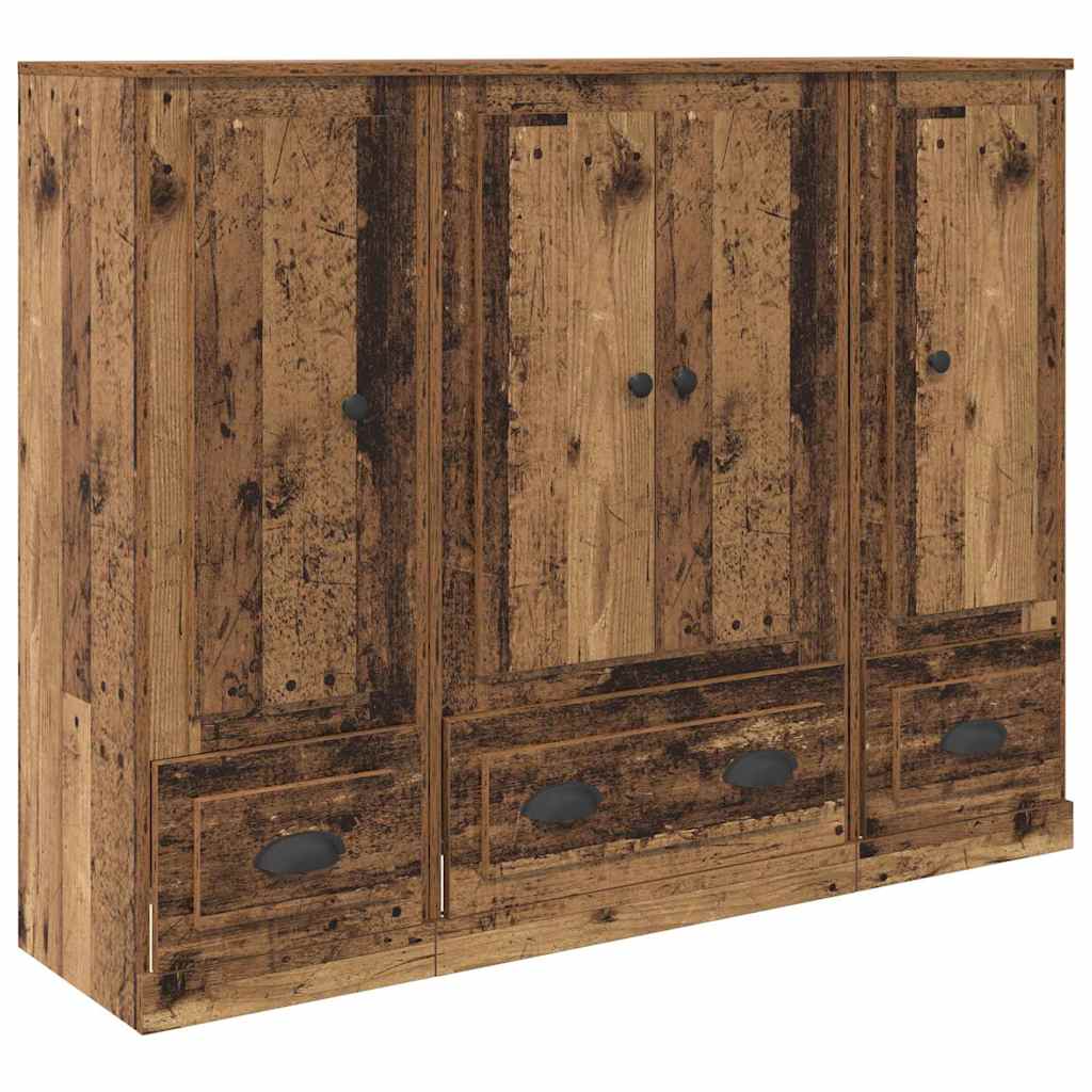 vidaXL Highboard z szufladą 3 pcs Stare drewno Materiał drewnopochodny