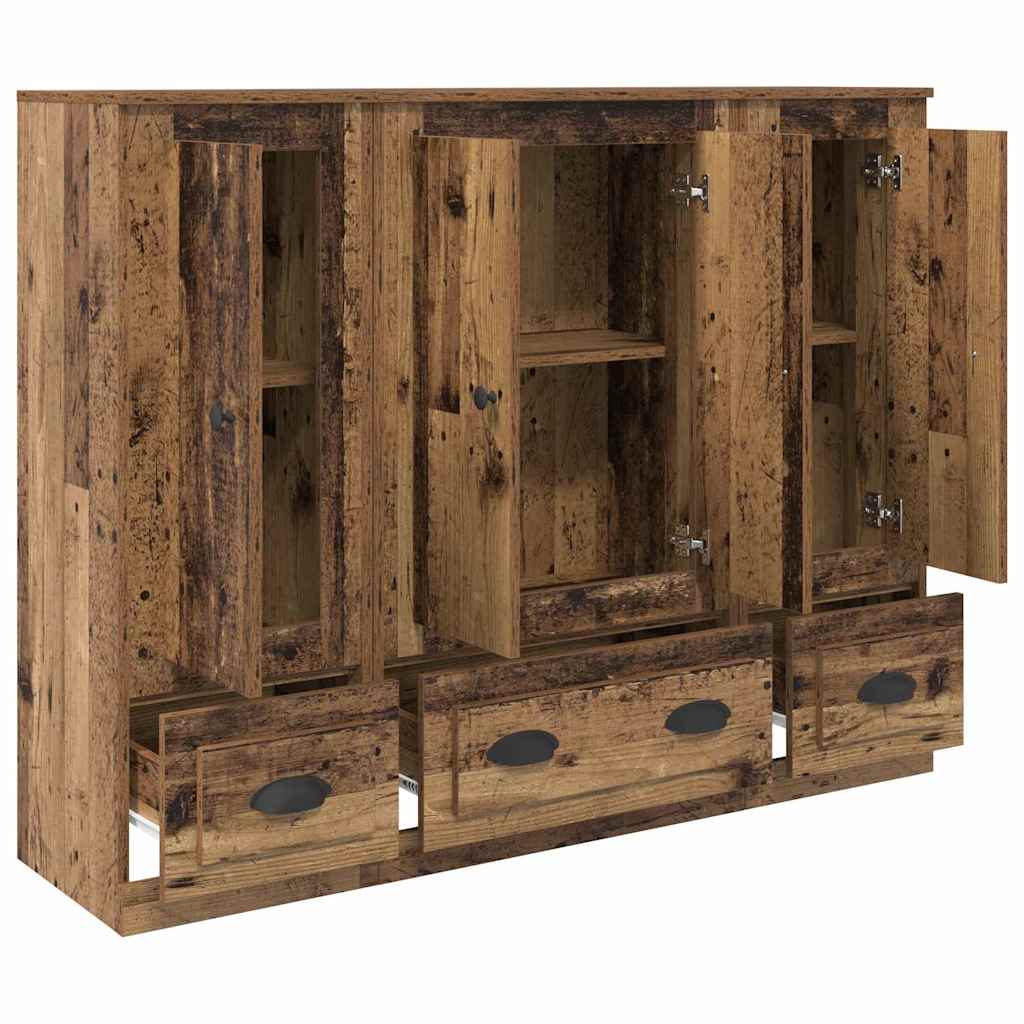 vidaXL Highboard z szufladą 3 pcs Stare drewno Materiał drewnopochodny
