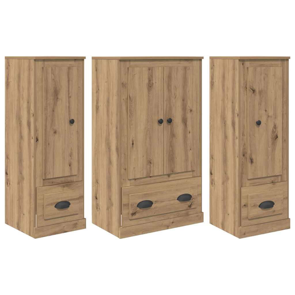 vidaXL Highboard 3 pcs Dąb rzemieślniczy Materiał drewnopochodny