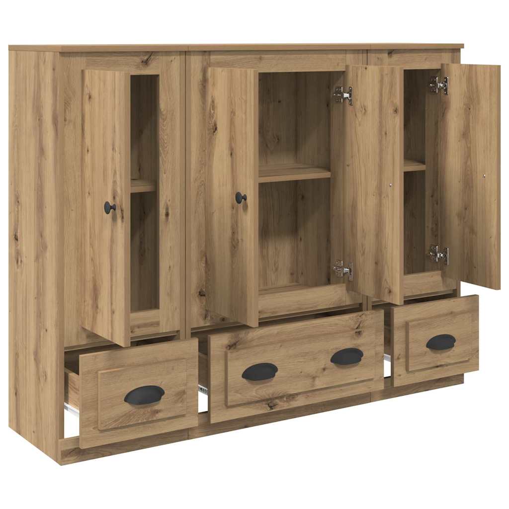 vidaXL Highboard 3 pcs Dąb rzemieślniczy Materiał drewnopochodny