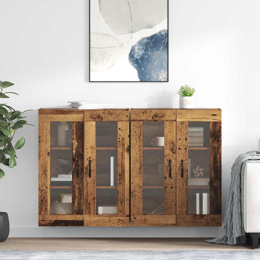 vidaXL Szafki ścienne 2 pcs Stare drewno 69,5 x 34 x 90 cm