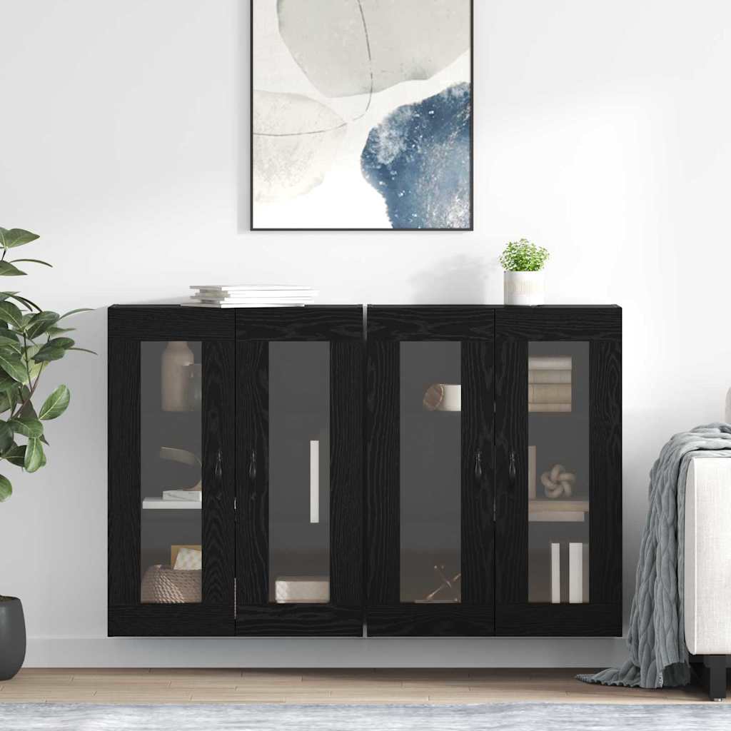 vidaXL Szafki ścienne 2 pcs Czarny Dąb 69,5 x 34 x 90 cm