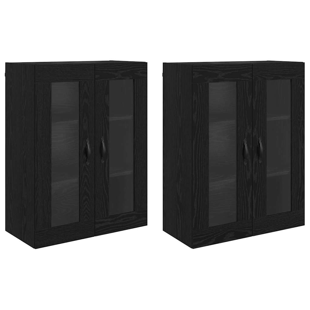 vidaXL Szafki ścienne 2 pcs Czarny Dąb 69,5 x 34 x 90 cm
