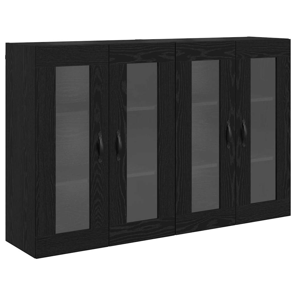 vidaXL Szafki ścienne 2 pcs Czarny Dąb 69,5 x 34 x 90 cm