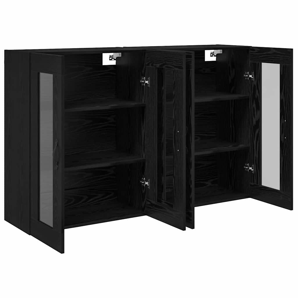vidaXL Szafki ścienne 2 pcs Czarny Dąb 69,5 x 34 x 90 cm