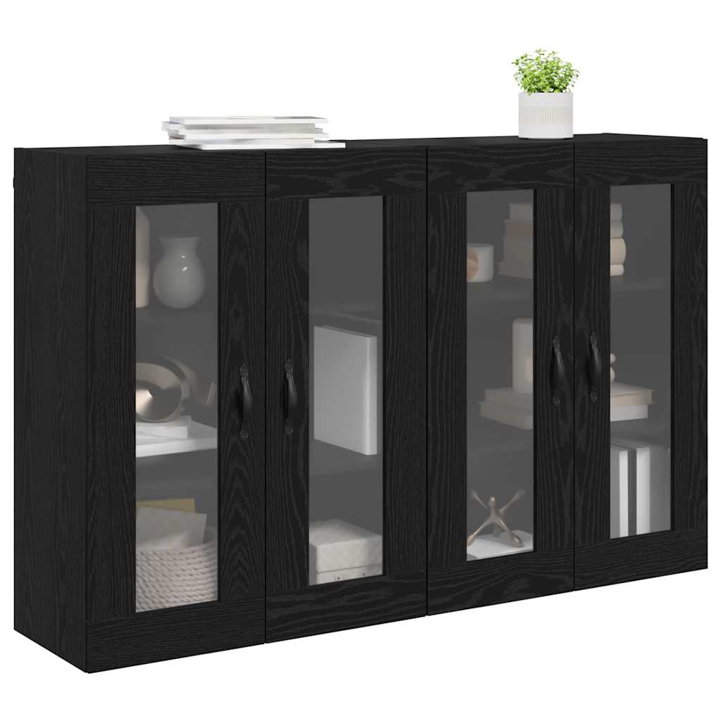 vidaXL Szafki ścienne 2 pcs Czarny Dąb 69,5 x 34 x 90 cm