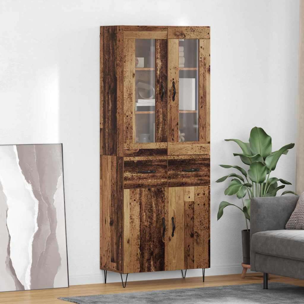 vidaXL Highboard z szufladą Stare drewno 69,5 x 34 x 90 cm