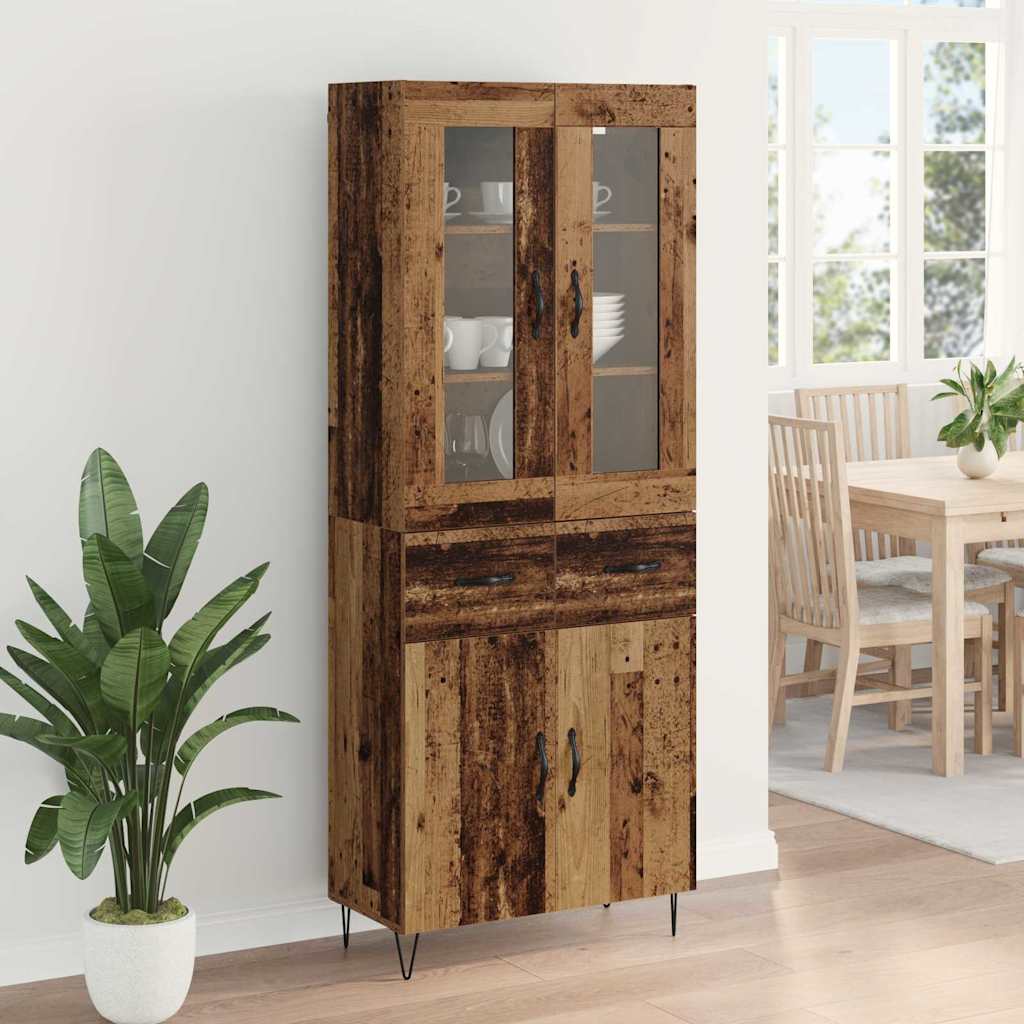vidaXL Highboard z szufladą Stare drewno 69,5 x 34 x 90 cm