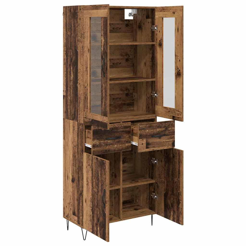 vidaXL Highboard z szufladą Stare drewno 69,5 x 34 x 90 cm