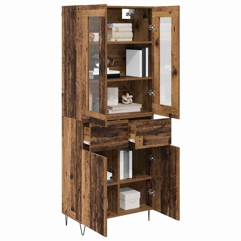 vidaXL Highboard z szufladą Stare drewno 69,5 x 34 x 90 cm