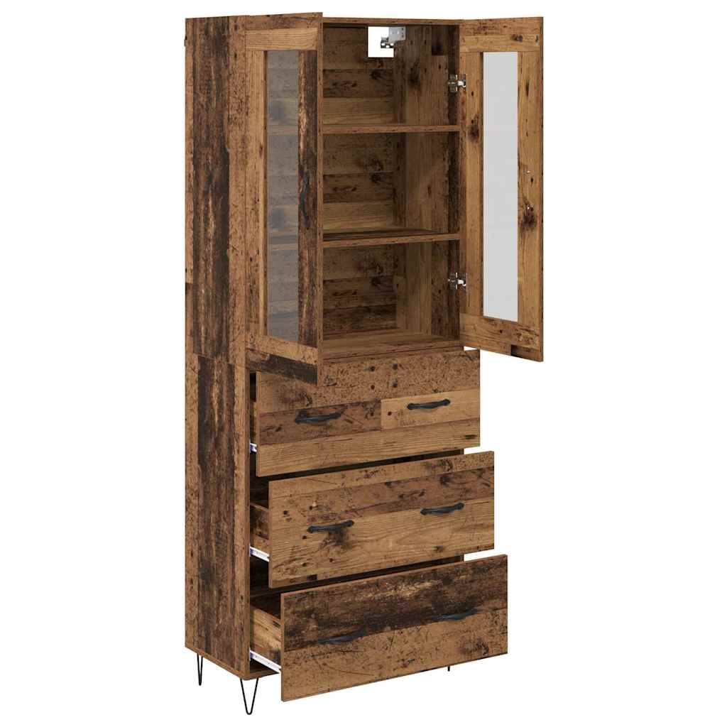 vidaXL Highboard z szufladą Stare drewno 69,5 x 34 x 90 cm